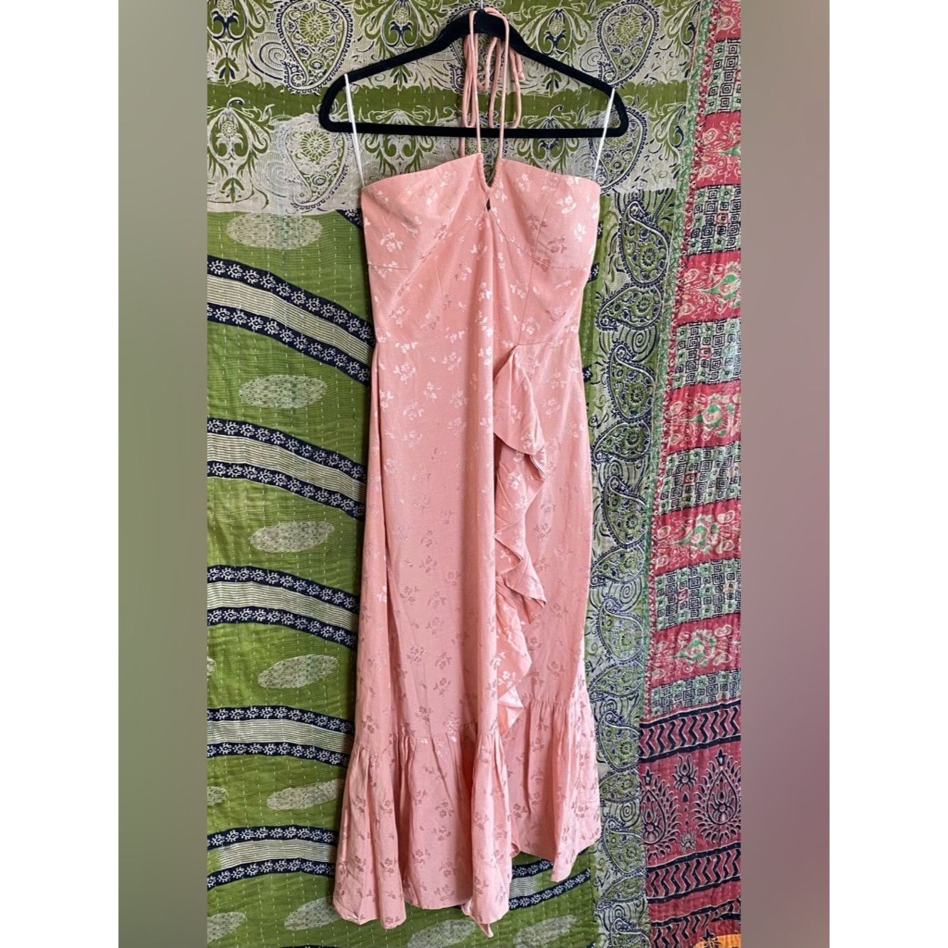 Eddy Blush Bouquet Angelica Midi Ruffle Strapless Dress Size Medium Garden Party — image 4 of 8
